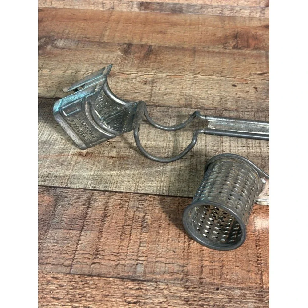 Vintage MOULI Cheese Rotary Hand Grater Made In France Red Wood Handle 1950s